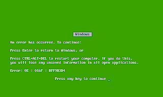 Tenk at vi kunne hatt grønn blåskjerm på 90-tallet. 📸: Public Domain / Wikipedia