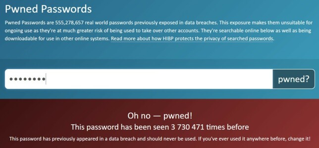 På haveibeenpwned.com/passwords kan du sjekke om passord er på avveie. De har også en API du kan bruke.
