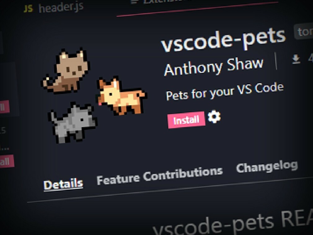 Med VSCode-pets får du en liten hund, katt eller slange inne i editoren din. 📸: Ole Petter Baugerød Stokke