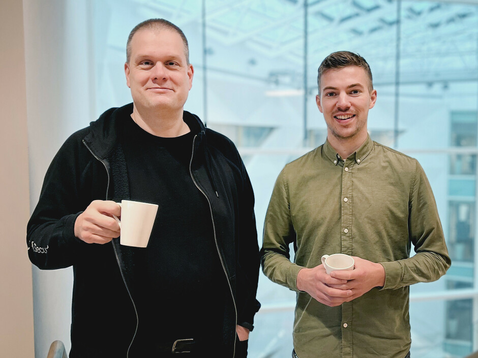 Boitano-konsulent og arkitekt Hans Løken og produktutvikler Nikolai Toverud i Ladeklar, nå kjent som Elaway. 📸: Stian Skauge