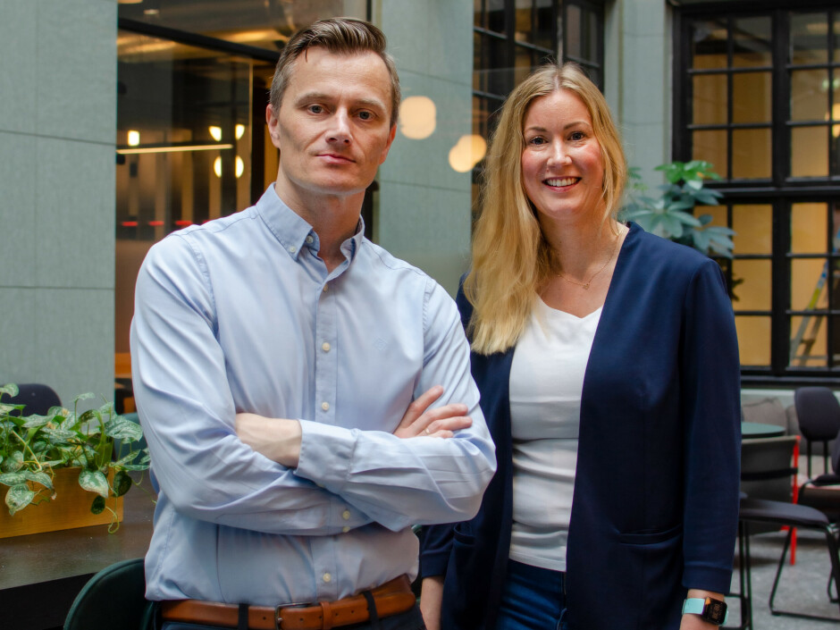 Geir Allan Hove, CEO i NOVA Consulting Group, og Ingrid Kjöllerström, HR-sjef, skal snart flytte inn i nye lokaler. For kontorer vil de fortsatt ha. 📸: NOVA Consulting Group