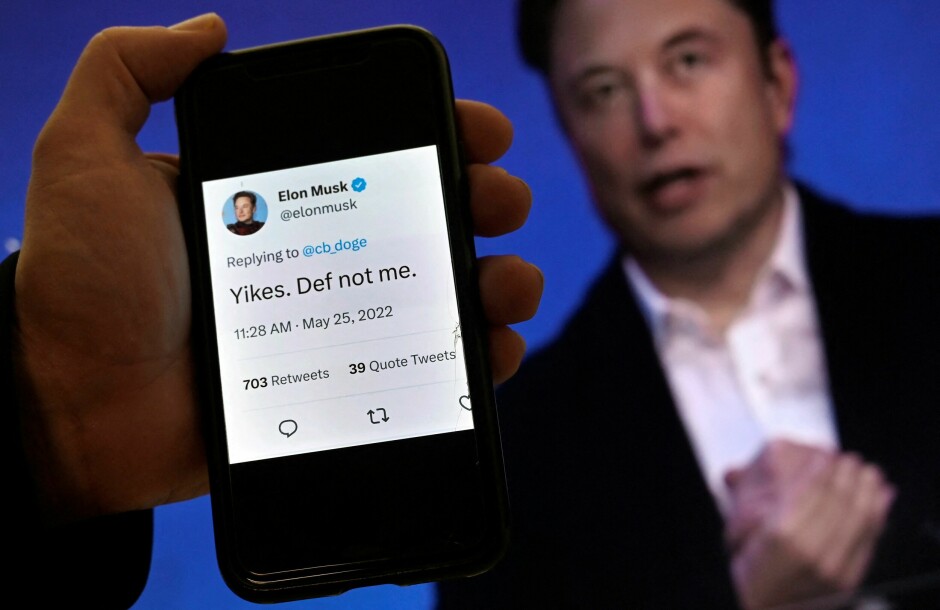 Sjef i Twitter Elon Musk har enda ikke kommentert innlegget fra utviklerkontoen til Twitter, hvor det informeres om at API-et deres nå vil koste penger. 📸: NTB