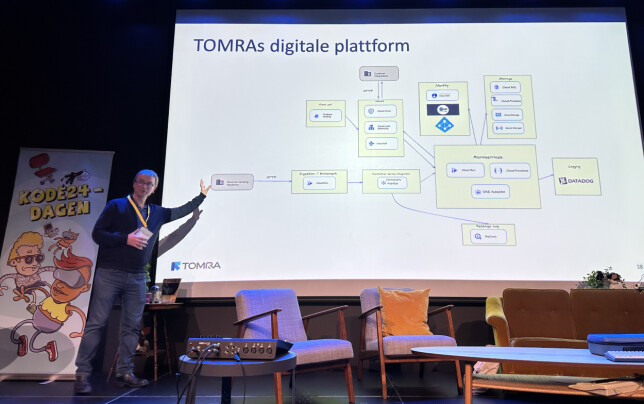 Johnny Njåstad forklarer hvordan Tomras digitale plattform er sydd sammen. 📸: Kurt Lekanger