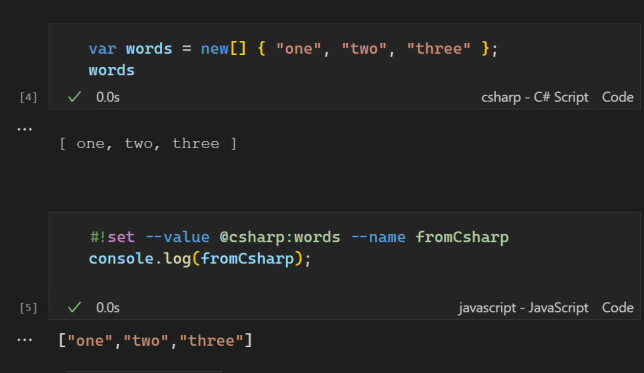 Eksempel på deling av variabler mellom to kodeblokker skrevet i for eksempel C# og JavaScript. 📸: Microsoft