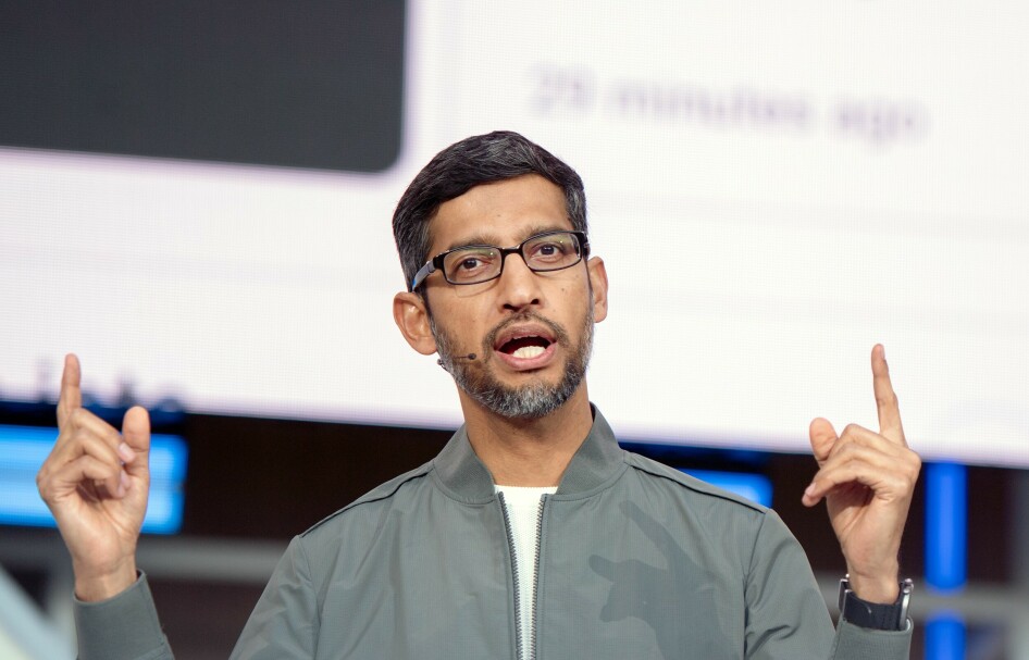 Google-sjef Sundar Pichai er nok fornøyd med at Google Cloud endelig har klart å tjene penger.📸: Josh Edelson / AFP
