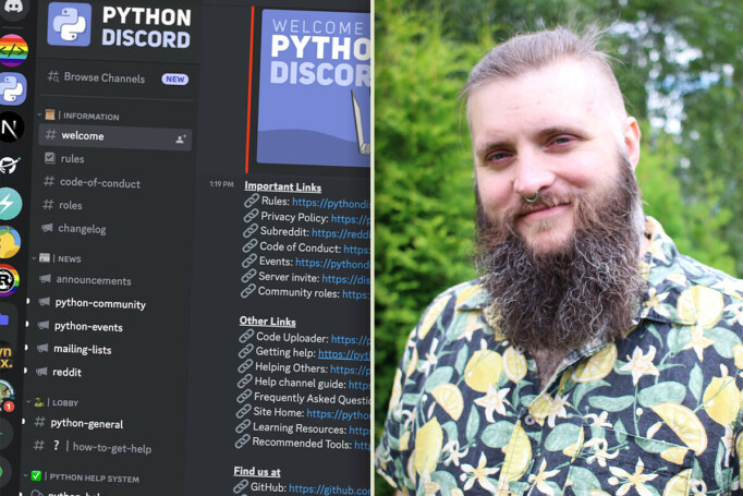 Python-discorden er antagelig verdens største Python-community. Leon "Lemon" Sandøy har vært med nesten helt fra starten. 📸: Privat