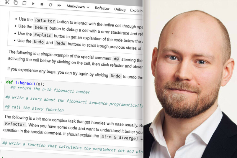 Aleksander Hansens LabPilot ser etter spesielle kommentarer i koden, og tar hensyn til disse når du ber LabPilot om å refaktorere. 📸: Privat