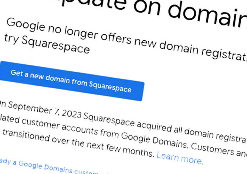 Google Domains har registrert sitt siste domene, melder Ars Technica. 📸: Skjermdump