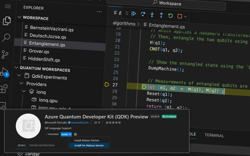 Azure Quantum Developer Kit består av blant annet et VS Code-tillegg. 📸: Microsoft