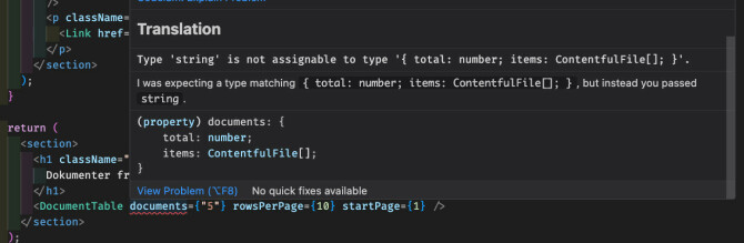 Med Total TypeScript i VS Code får du en mer lettlest forklaring på typefeilene.