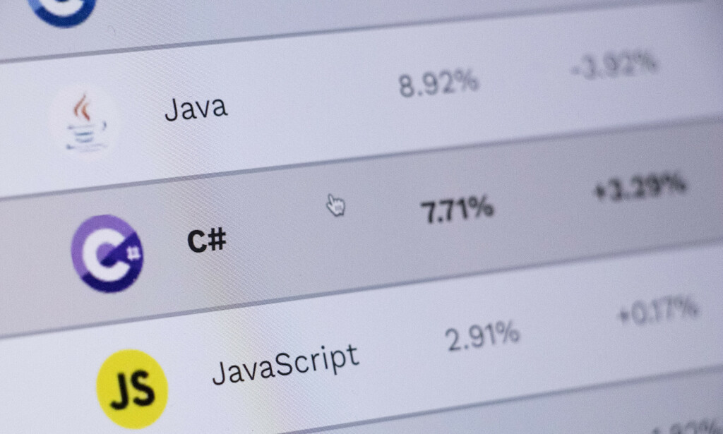 Tiobes oversikt over de mest populære programmeringsspråkene viser at C# øker nesten like mye som Java faller. 📸: Kurt Lekanger