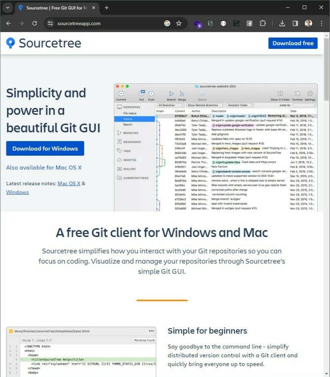 - Jeg bruker Sourcetree når jeg trenger en visuell oversikt over branches, stashes eller filer som skal stages. 📸: Sourcetreeapp.com