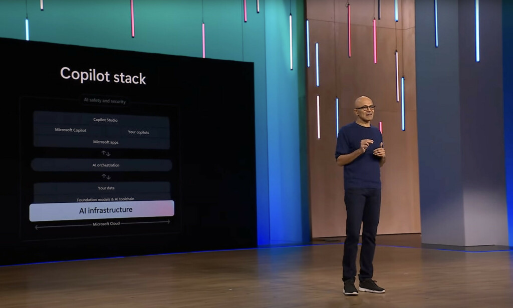 Microsoft-sjef Satya Nadella introduserte en rekke Copilot-nyheter på Ignite 2023. 📸: Microsoft / YouTube