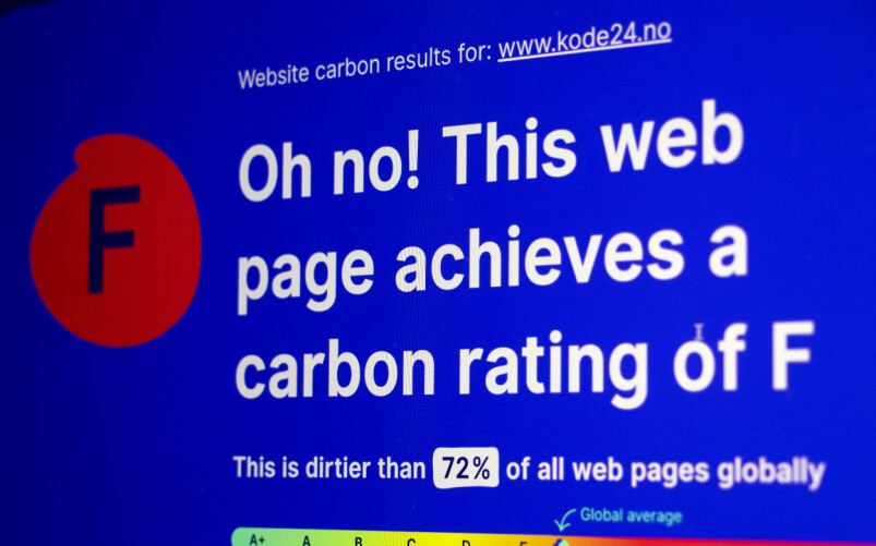 Vi i kode24 må skjerpe oss, ifølge Website Carbon Calculator. 📸: Kurt Lekanger