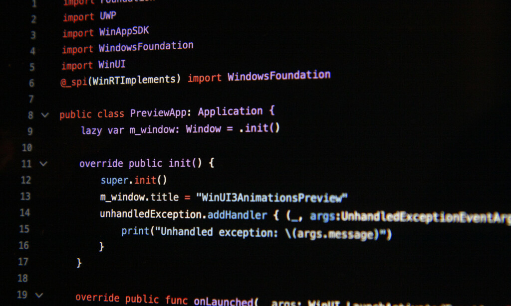 Eksempelkode for en Windows-app skrevet i Swift. 📸: Kurt Lekanger