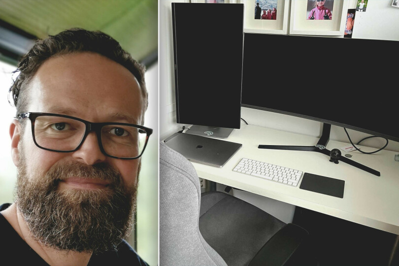 Utvikler Ketil Jensen forteller om utstyret han bruker i jobben, som den tre år gamle Mac-en han ikke er spesielt fornøyd med. 📸: Privat / kode24